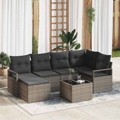 vidaXL Sofa Set mit Kissen mit Speicher 7 pcs Hellgrau Poly-Rattan vidaXL Sofa Set mit Kissen mit Speicher 7 pcs Hellgrau Poly-Rattan