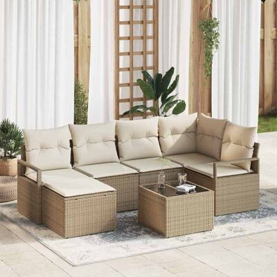 vidaXL Sofa Set mit Kissen 7 pcs Beige und Creme Poly-Rattan vidaXL Sofa Set mit Kissen 7 pcs Beige und Creme Poly-Rattan