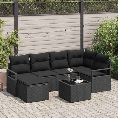 vidaXL Sofa Set mit Kissen mit Speicher 7 pcs Schwarz Poly-Rattan vidaXL Sofa Set mit Kissen mit Speicher 7 pcs Schwarz Poly-Rattan