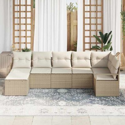 vidaXL Sofa Set mit Kissen 7 pcs Beige und Creme Poly-Rattan vidaXL Sofa Set mit Kissen 7 pcs Beige und Creme Poly-Rattan