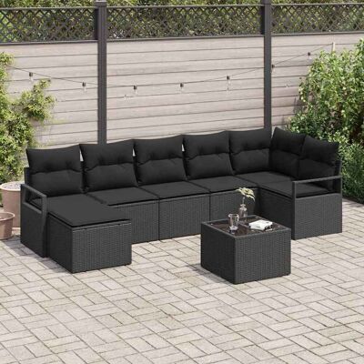 vidaXL Sofa Set mit Kissen mit Speicher 8 pcs Schwarz Poly-Rattan vidaXL Sofa Set mit Kissen mit Speicher 8 pcs Schwarz Poly-Rattan