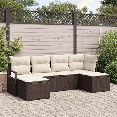 vidaXL Sofa Set mit Kissen 6 pcs Braun und Creme Poly-Rattan vidaXL Sofa Set mit Kissen 6 pcs Braun und Creme Poly-Rattan
