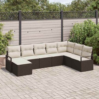 vidaXL Sofa Set mit Kissen 8 pcs Braun und Creme Poly-Rattan vidaXL Sofa Set mit Kissen 8 pcs Braun und Creme Poly-Rattan
