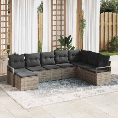 vidaXL Sofa Set mit Kissen mit Speicher 8 pcs Grau Poly-Rattan vidaXL Sofa Set mit Kissen mit Speicher 8 pcs Grau Poly-Rattan