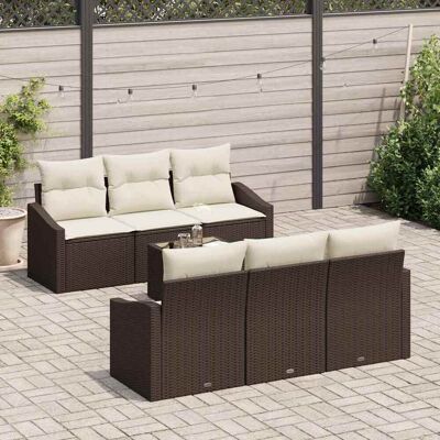 vidaXL Sofa Set mit Kissen 7 pcs Braun und Creme Poly-Rattan vidaXL Sofa Set mit Kissen 7 pcs Braun und Creme Poly-Rattan