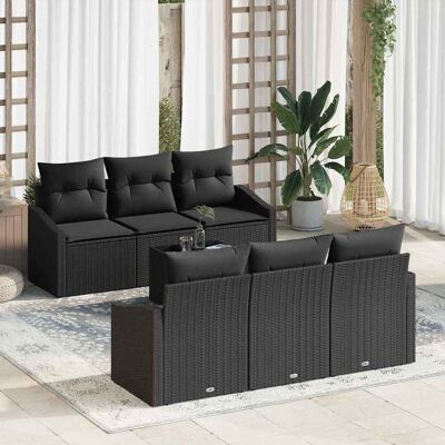 vidaXL Sofa Set mit Kissen mit Speicher 7 pcs Schwarz Poly-Rattan vidaXL Sofa Set mit Kissen mit Speicher 7 pcs Schwarz Poly-Rattan