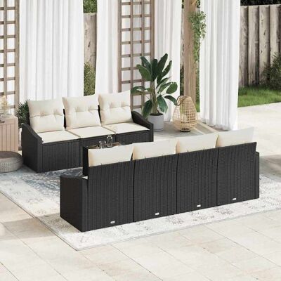 vidaXL Sofa Set mit Kissen 8 pcs Schwarz und Creme Poly-Rattan vidaXL Sofa Set mit Kissen 8 pcs Schwarz und Creme Poly-Rattan
