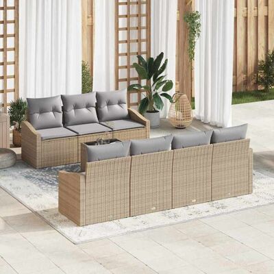 vidaXL Sofa Set mit Kissen 8 pcs Beige und Grau Poly-Rattan vidaXL Sofa Set mit Kissen 8 pcs Beige und Grau Poly-Rattan