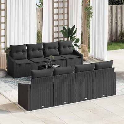 vidaXL Sofa Set mit Kissen mit Speicher 7 pcs Schwarz Poly-Rattan vidaXL Sofa Set mit Kissen mit Speicher 7 pcs Schwarz Poly-Rattan