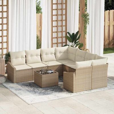 vidaXL Sofa Set mit Kissen 9 pcs Beige und Creme Poly-Rattan vidaXL Sofa Set mit Kissen 9 pcs Beige und Creme Poly-Rattan