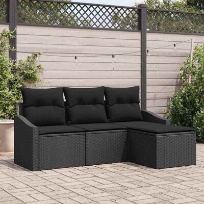 vidaXL Gartenmöbel-Set 4-teilig Schwarz Poly Rattan vidaXL Gartenmöbel-Set 4-teilig Schwarz Poly Rattan