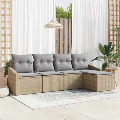 Beige Gartentisch-Set - 5-teilig, Natur Rattan, Außenbereich Beige Gartentisch-Set - 5-teilig, Natur Rattan, Außenbereich