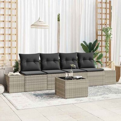 vidaXL Garten-Sofa-Set 5 pcs Hellgrau und Dunkelgrau Poly-Rattan vidaXL Garten-Sofa-Set 5 pcs Hellgrau und Dunkelgrau Poly-Rattan