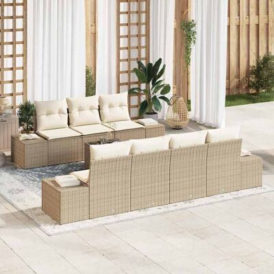 vidaXL Garten-Sofa-Set mit Kissen 8 pcs Beige und Creme Poly-Rattan vidaXL Garten-Sofa-Set mit Kissen 8 pcs Beige und Creme Poly-Rattan