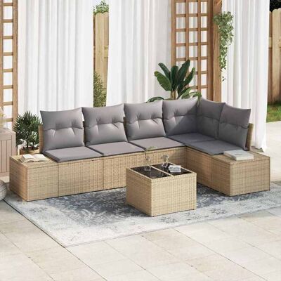 Vidaxl Gartensofa-Set - Modular 6-teilig aus Rattan mit Kissen Vidaxl Gartensofa-Set - Modular 6-teilig aus Rattan mit Kissen