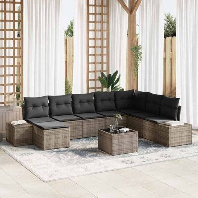vidaXL Garten-Sofa-Set mit Kissen mit Speicher 8 pcs Grau Poly-Rattan vidaXL Garten-Sofa-Set mit Kissen mit Speicher 8 pcs Grau Poly-Rattan