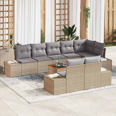 vidaXL Garten-Sofa-Set mit Speicher 9 pcs Beige und Hellgrau vidaXL Garten-Sofa-Set mit Speicher 9 pcs Beige und Hellgrau