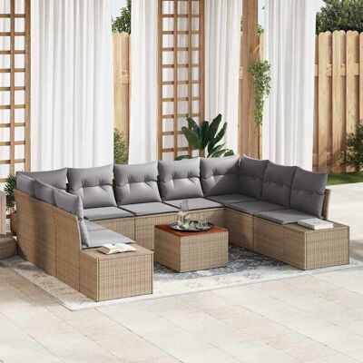 vidaXL Garten-Sofa-Set mit Speicher 10 pcs Beige und Hellgrau vidaXL Garten-Sofa-Set mit Speicher 10 pcs Beige und Hellgrau