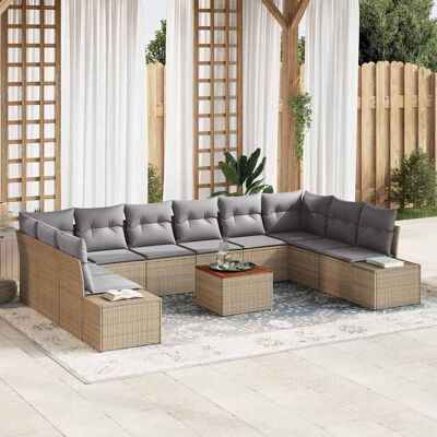 Beige Gartensofa-Set 11 Stück - Gartenmöbel Beige Gartensofa-Set 11 Stück - Gartenmöbel