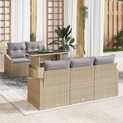 VidaXL Garten-Sofaset - Beiges Rattan 6-teilig VidaXL Garten-Sofaset - Beiges Rattan 6-teilig