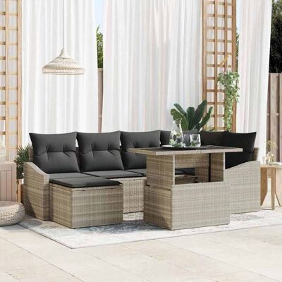 vidaXL Garten-Sofa-Set mit Kissen 7 pcs Hellgrau und Dunkelgrau vidaXL Garten-Sofa-Set mit Kissen 7 pcs Hellgrau und Dunkelgrau