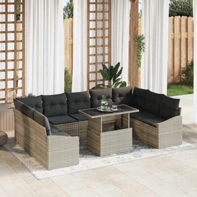 vidaXL Garten-Sofa-Set mit Kissen 10 pcs Hellgrau und Dunkelgrau vidaXL Garten-Sofa-Set mit Kissen 10 pcs Hellgrau und Dunkelgrau