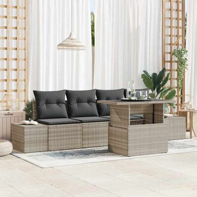 vidaXL Garten-Sofa-Set mit Kissen 5 pcs Hellgrau und Dunkelgrau vidaXL Garten-Sofa-Set mit Kissen 5 pcs Hellgrau und Dunkelgrau