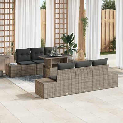 vidaXL Garten-Sofa-Set mit Kissen 7 pcs Grau vidaXL Garten-Sofa-Set mit Kissen 7 pcs Grau