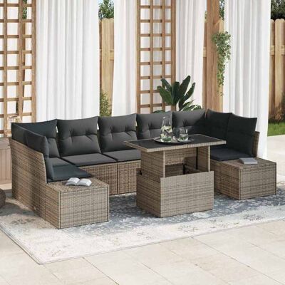 vidaXL Garten-Sofa-Set mit Kissen 8 pcs Grau vidaXL Garten-Sofa-Set mit Kissen 8 pcs Grau