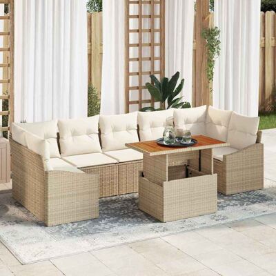 vidaXL Garten-Sofa-Set mit Kissen mit Speicher 8 pcs Beige und Creme vidaXL Garten-Sofa-Set mit Kissen mit Speicher 8 pcs Beige und Creme