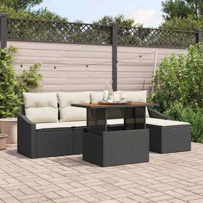 Garten-Sofaset - 6 Teile - Schwarz - Außenmöbel Garten-Sofaset - 6 Teile - Schwarz - Außenmöbel