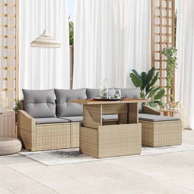 Vidaxl Gartensofagarnitur - Wetterfester synthetischer Rattan, Beige, 6 Sitzplätze Vidaxl Gartensofagarnitur - Wetterfester synthetischer Rattan, Beige, 6 Sitzplätze