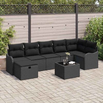 vidaXL Sofa Set mit Kissen mit Speicher 8 pcs Schwarz Poly-Rattan vidaXL Sofa Set mit Kissen mit Speicher 8 pcs Schwarz Poly-Rattan
