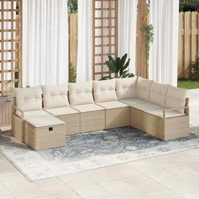 vidaXL Sofa Set mit Kissen mit Speicher Beige und Creme Poly-Rattan vidaXL Sofa Set mit Kissen mit Speicher Beige und Creme Poly-Rattan