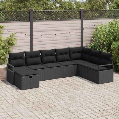 vidaXL Sofa Set mit Kissen mit Speicher 8 pcs Schwarz Poly-Rattan vidaXL Sofa Set mit Kissen mit Speicher 8 pcs Schwarz Poly-Rattan