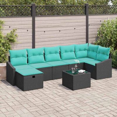 vidaXL Sofa Set mit Kissen mit Speicher 8 pcs Poly-Rattan vidaXL Sofa Set mit Kissen mit Speicher 8 pcs Poly-Rattan