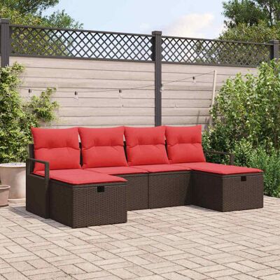 vidaXL Sofa Set mit Kissen 5 pcs Poly-Rattan vidaXL Sofa Set mit Kissen 5 pcs Poly-Rattan