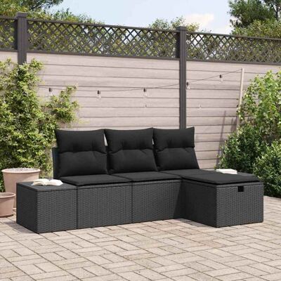 Generic - 4P Patio Sofa - Schwarz - Garten Sofa Set Generic - 4P Patio Sofa - Schwarz - Garten Sofa Set