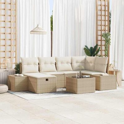 vidaXL Sofa Set mit Kissen 7 pcs Poly-Rattan vidaXL Sofa Set mit Kissen 7 pcs Poly-Rattan