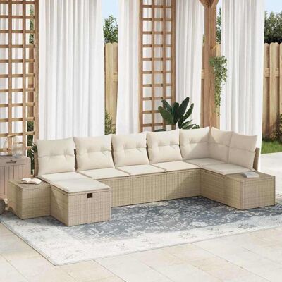 vidaXL Sofa Set mit Kissen 7 pcs Poly-Rattan vidaXL Sofa Set mit Kissen 7 pcs Poly-Rattan