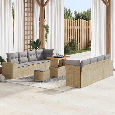 vidaXL Gartensofa-set mit Kissen 11 pcs Beige Poly-Rattan vidaXL Gartensofa-set mit Kissen 11 pcs Beige Poly-Rattan
