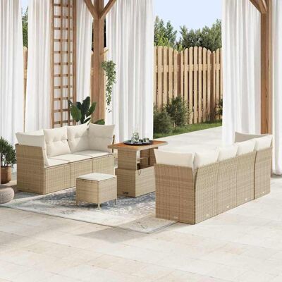 vidaXL Garten-Sofa-Set mit Kissen mit Speicher 10 pcs Beige und Creme vidaXL Garten-Sofa-Set mit Kissen mit Speicher 10 pcs Beige und Creme
