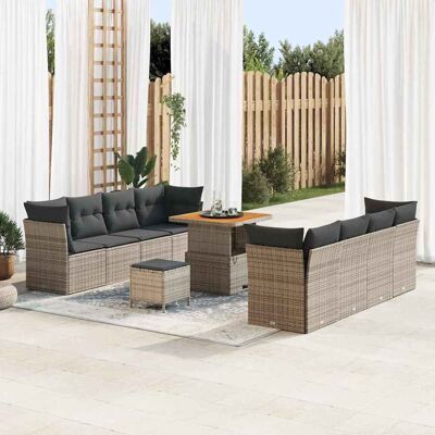 vidaXL Garten-Sofa-Set mit Kissen mit Speicher 11 pcs Grau vidaXL Garten-Sofa-Set mit Kissen mit Speicher 11 pcs Grau