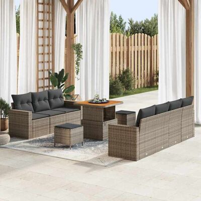 vidaXL Garten-Sofa-Set mit Kissen mit Speicher 10 pcs Grau vidaXL Garten-Sofa-Set mit Kissen mit Speicher 10 pcs Grau