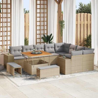vidaXL Garten-Sofa-Set mit Kissen mit Kissen 12 pcs Beige und Hellgrau vidaXL Garten-Sofa-Set mit Kissen mit Kissen 12 pcs Beige und Hellgrau