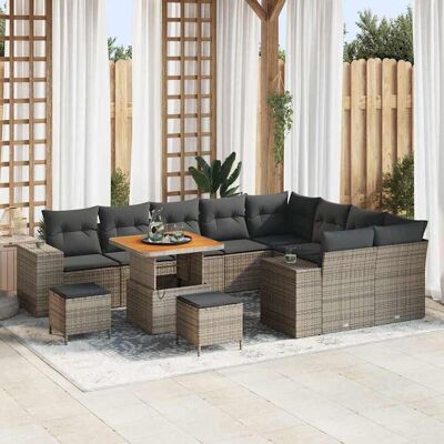 vidaXL Garten-Sofa-Set mit Kissen mit Speicher mit Kissen 12 pcs Grau vidaXL Garten-Sofa-Set mit Kissen mit Speicher mit Kissen 12 pcs Grau