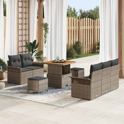 vidaXL Garten-Sofa-Set mit Kissen mit Speicher 8 pcs Grau vidaXL Garten-Sofa-Set mit Kissen mit Speicher 8 pcs Grau
