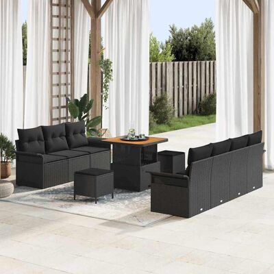 vidaXL Garten-Sofa-Set mit Kissen mit Speicher 10 pcs Schwarz vidaXL Garten-Sofa-Set mit Kissen mit Speicher 10 pcs Schwarz