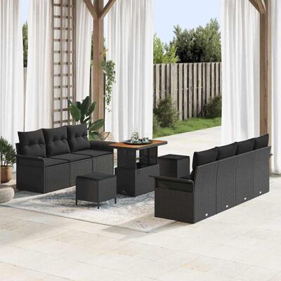 vidaXL Garten-Sofa-Set mit Kissen mit Speicher 10 pcs Schwarz vidaXL Garten-Sofa-Set mit Kissen mit Speicher 10 pcs Schwarz