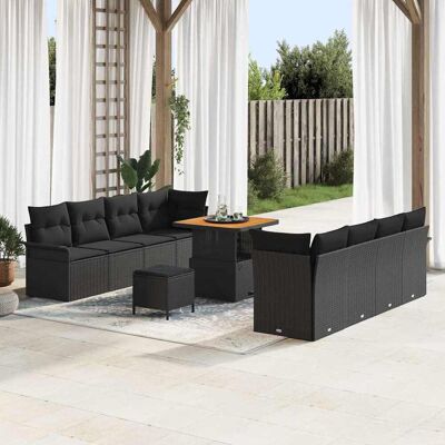 vidaXL Garten-Sofa-Set mit Kissen mit Speicher Schwarz 80 x 80 x 71 cm vidaXL Garten-Sofa-Set mit Kissen mit Speicher Schwarz 80 x 80 x 71 cm